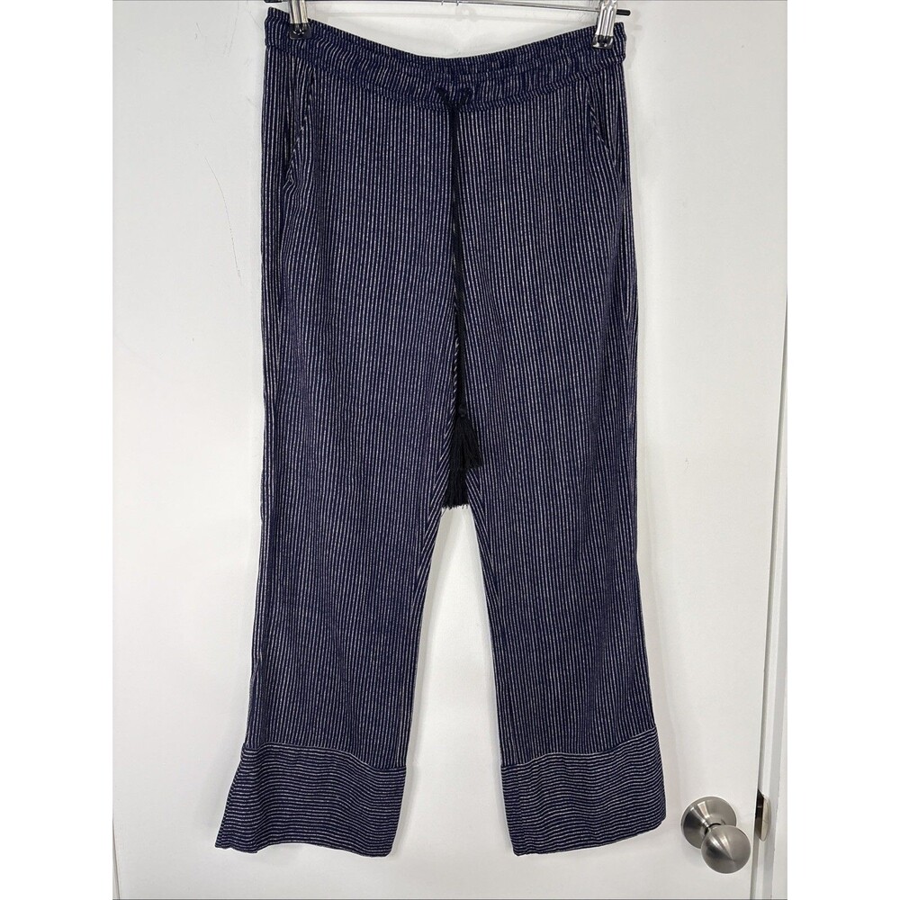 YSTR Cropped Rayon Pants Pockets Drawstring XS Stripes